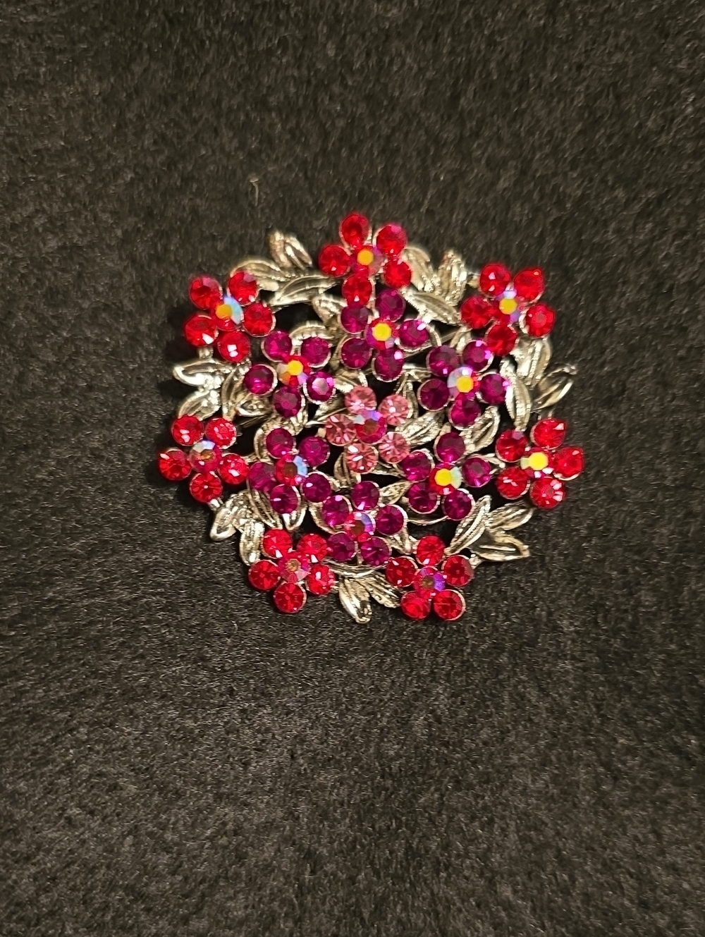 Floral Red and Pink Crystal Brooch - Women Jewelry
